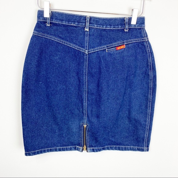 Vintage | 90's Bonjour Zip Front and Back Rigid Denim Skirt - Picture 5 of 8
